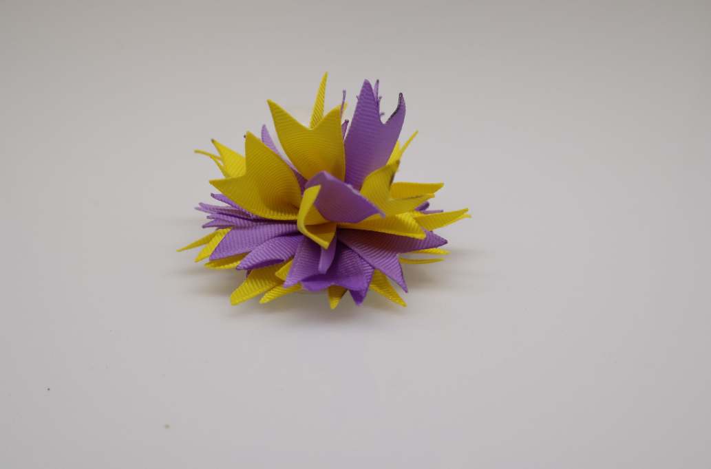 Small spike puff hair Bow with colors  Baby Maize, Light Orchid